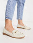 ASOS DESIGN Wide Fit Verity loafer flat shoes with trim in natural