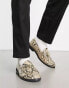 Walk London Riva chain loafers in beige snake leather