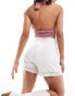 New Look broderie hem shorts in white