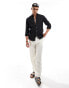 Superdry Casual linen long sleeve shirt in black