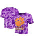 Women's Purple Clemson Tigers Cloud-Dye Cropped T-shirt