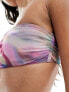 South Beach marble print mesh bandeau bikini top in light pink abstract print