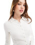 Miss Selfridge button through rib shirt in ivory