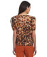 Petite Animal Print Puff-Sleeve Blouse