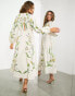 ASOS EDITION large scale floral and leaf embroidered midi dress in cream