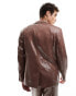 ASOS DESIGN sequin slim fit suit jacket in brown