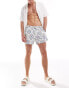 ASOS DESIGN swim shorts in short length in paisley print in off white