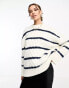 ASOS DESIGN oversized cable jumper in stripe