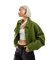 Vans rayness cropped denim jacket in mid green