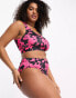 Reclaimed Vintage PLUS high waist bikini bottom in pop pink floral print