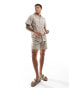 South Beach beach short-sleeve print shirt in beige