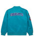 Men's Teal Distressed Charlotte Hornets Hardwood Classics Vintage-Like Logo Full-Zip Bomber Jacket