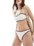 Stradivarius bikini bottom with contrast stitch in ecru