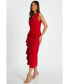 Women's Scuba Crepe Wrap Frill Midi Dress