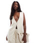 Kaiia longline button detail sleeveless waistcoat co-ord in stone