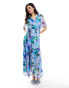 Hope & Ivy ruffle wrap maxi dress in blue based floral