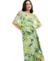 Hope & Ivy ruffle wrap maxi dress in green floral