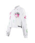 Women's White Peanuts Snoopy Sweet Heart Long Sleeve Cropped Polo