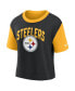 Women's Gold, Black Pittsburgh Steelers High Hip Fashion T-shirt