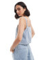 Mango pinstripe denim co-ord cami top in light blue