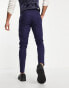 ASOS DESIGN skinny linen mix suit trousers in navy