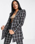 ASOS DESIGN 70s double breasted suit blazer in check