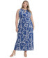 Plus Size Halter Keyhole Printed Maxi Dress