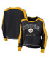 Women's Black Pittsburgh Steelers Plus Size Colorblock Long Sleeve T-shirt