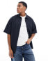 Armani Exchange half sleeve boxy fit shirt in navy