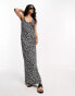 River Island satin maxi dress in black and white polka dot