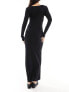 Miss Selfridge long sleeve square neck super soft bodycon maxi dress in black