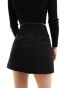 River Island boucle a-line mini skirt in black