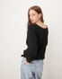 JDY reversible rib knitted jumper in black