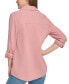 Women's Double-Crepe Button-Down Roll-Tab-Sleeve Shirt