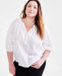 Plus Size Woven Split-Neck Top, Created for Macy's