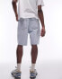 Topman wide leg raw hem denim short in bleach wash