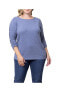 Women's Plus Size Reverie Boat Neck Ruched Sleeve Top