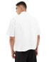 ASOS DESIGN oversized boxy polo with wide rib in white