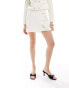 4th & Reckless boucle wrap mini skirt co-ord in cream