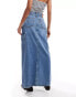 Levi's ankle column cargo denim skirt in mid blue