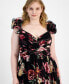 Trendy Plus Size Floral-Print Ruffle-Strap Gown