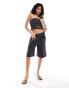 ASOS DESIGN tailored bandeau top with belt detail in charcoal