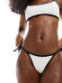 Stradivarius bikini pant with contrast piping co-ord in white