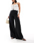 & Other Stories linen blend fluid wide leg trousers in black