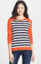 Michael Kors Women's Grommet Shoulder Striped Sweater PL