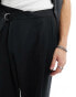 ASOS DESIGN wide leg smart trousers with asymmetric waist detail in black