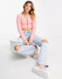 Miss Selfridge super lash cardi with button detail in pink