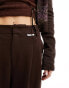 Urban Revivo relaxed wide leg tailored trousers in umber