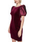 Women's Velvet Taffeta Puffed-Sleeve Dress