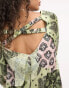 ASOS DESIGN v-neck kimono sleeve mini smock dress with cross back in mixed paisley